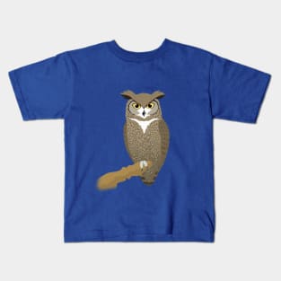 A digital illustration of a  Great horned owl Kids T-Shirt